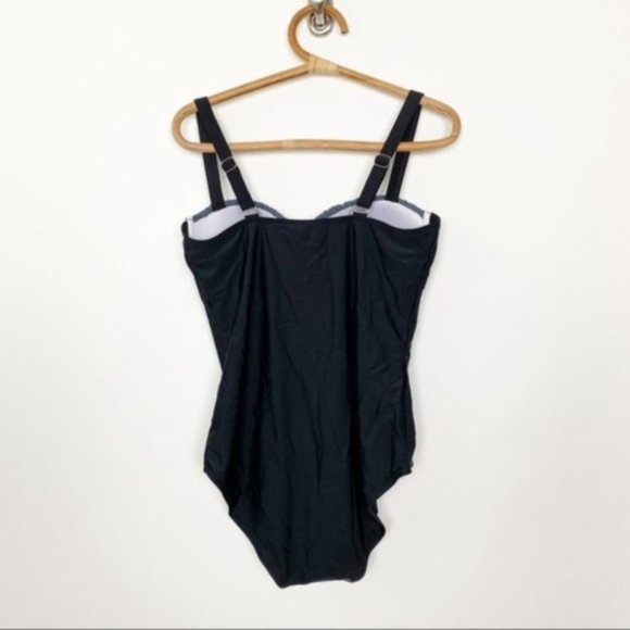 Colorblock Black Gray One Piece Swimsuit XL - Picture 7 of 10